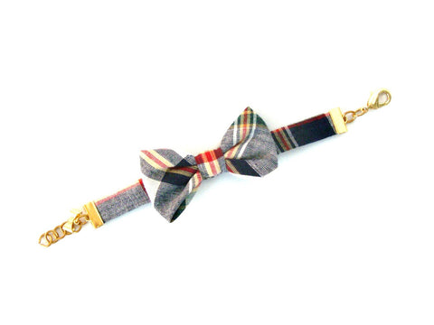 Madras Plaid Bow Bracelet