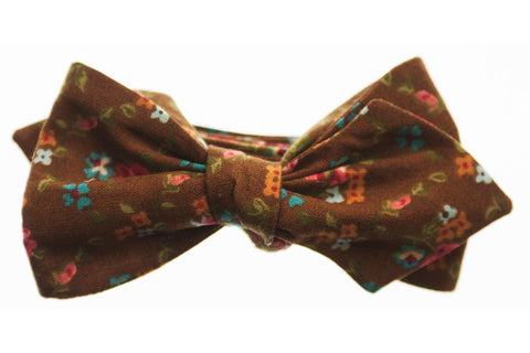 Brown Floral Bow Tie