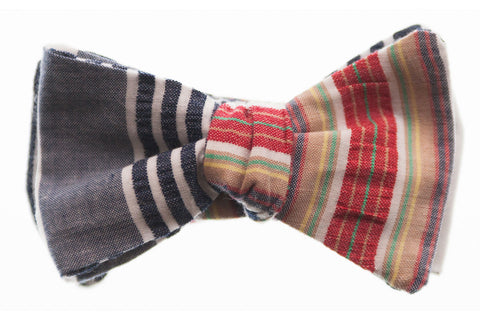 Multi Stripe Seersucker Bow Tie
