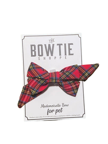 Mademoiselle Pet Bow - Red Plaid