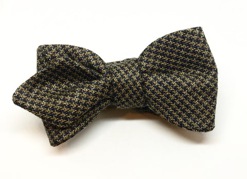 Brown Wool Houndstooth Bow Tie