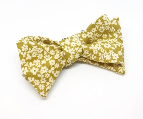 Mustard Floral Bow Tie