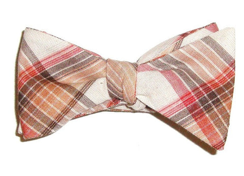 Brown Plaid Bow Tie