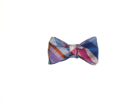 Purple and blue plaid bow tie