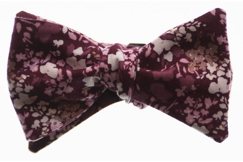 Pink and Burgundy Floral Bow Tie