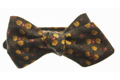 Olive Floral Bow Tie