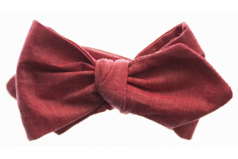 Vintage Red Chambray Bow Tie