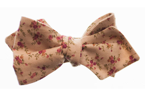 Tan Floral Bow Tie