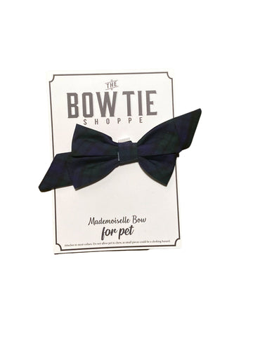 Mademoiselle Pet Bow - Black Watch Plaid