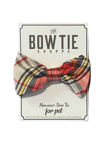 Monsieur Pet Bow Tie - Holiday Tartan