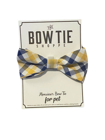 Monsieur Pet Bow Tie- Yellow and Blue Check