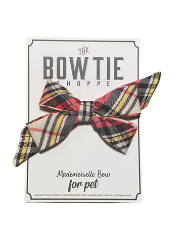 Mademoiselle Pet Bow - Holiday Tartan