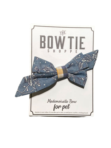 Mademoiselle Pet Bow Floral Sketch / Yellow and Blue Check