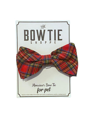 Monsieur Pet Bow Tie - Red Plaid